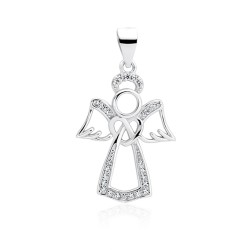 Pandantiv argint ingeras cu inima si pietre DiAmanti Z1598C-DIA (Argint 925‰ 1,5 g.)